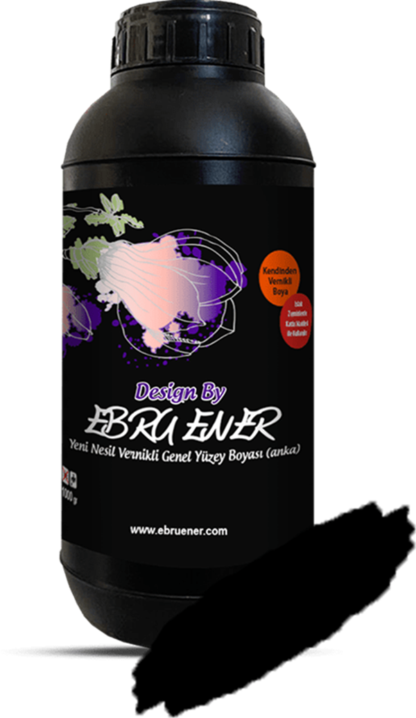 Ebru Ener Anka Vernikli Genel Yüzey Boyası Siyah 1000 gr.